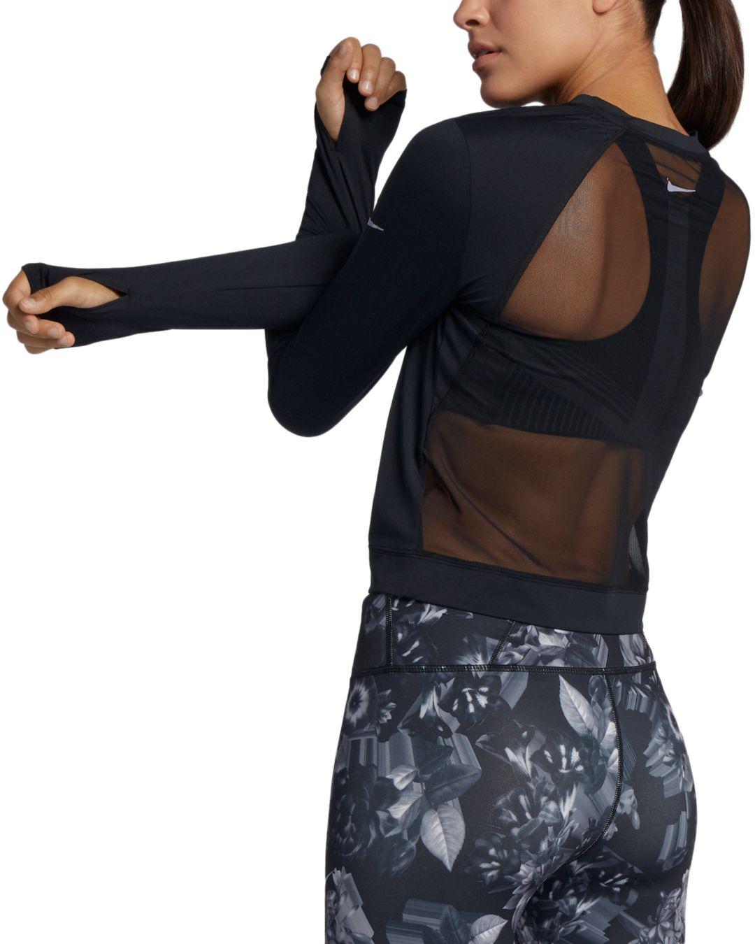 Nike Miler Mesh-back Cropped Top in Black | Lyst