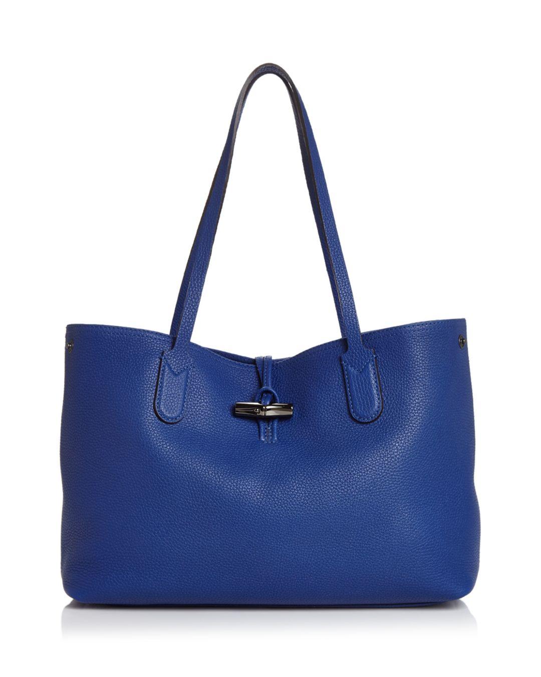 Longchamp Leather Roseau Essential Medium Shoulder Tote in Red Lyst