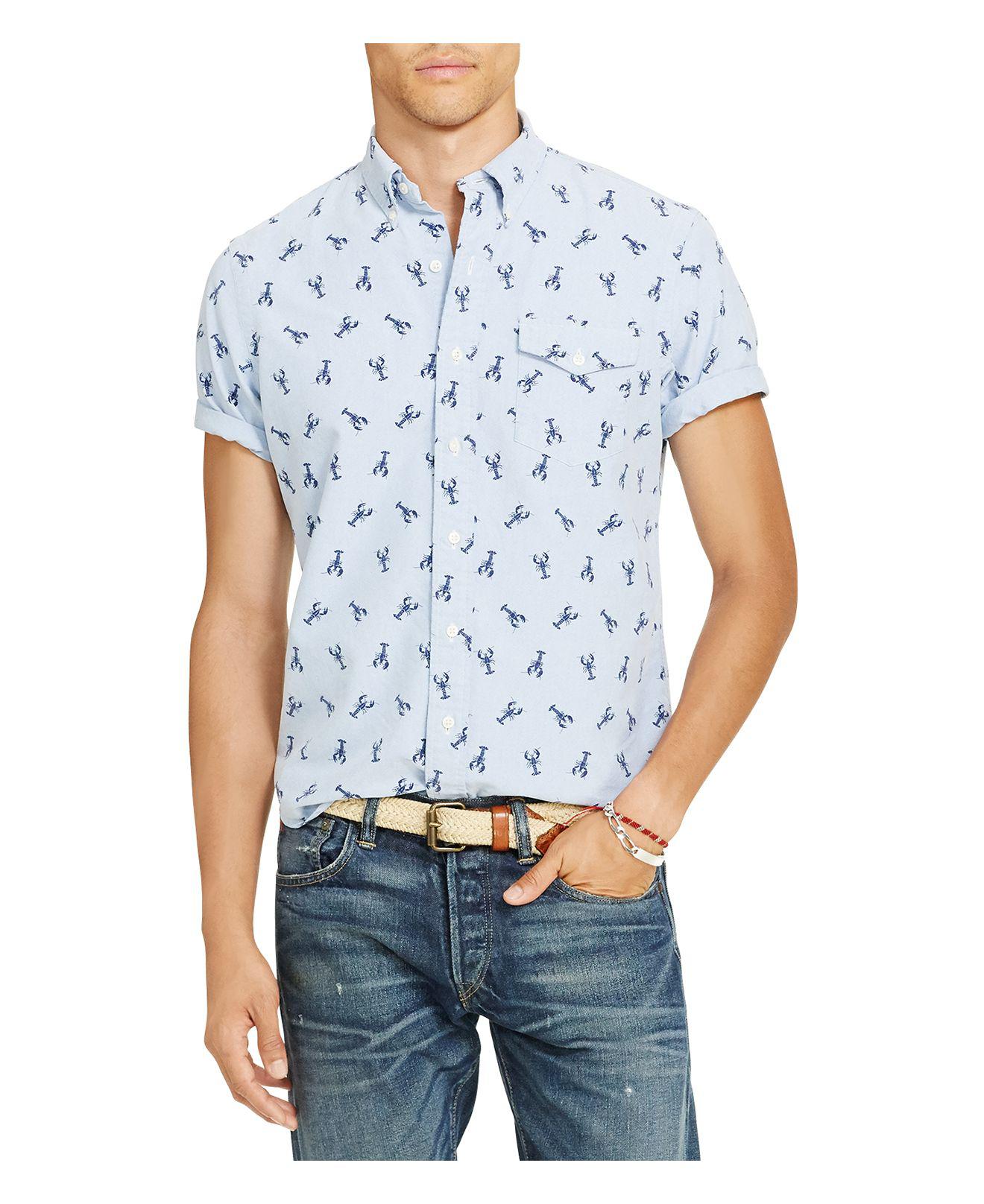 Polo Ralph Lauren Lobster Print Short-sleeve Woven Shirt in Blue for Men |  Lyst