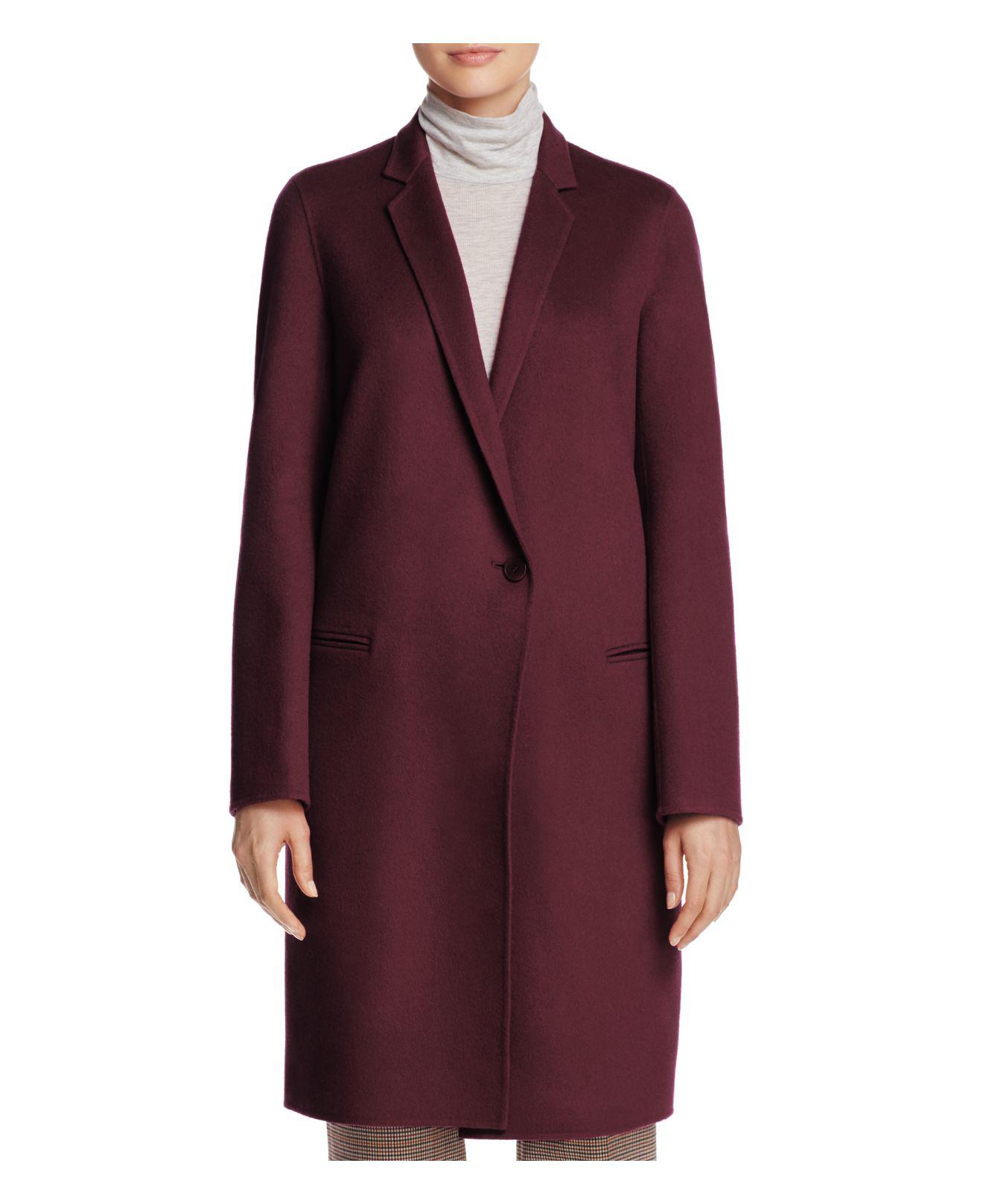 Theory Double-face Wool And Cashmere Reefer Coat in Red - Lyst