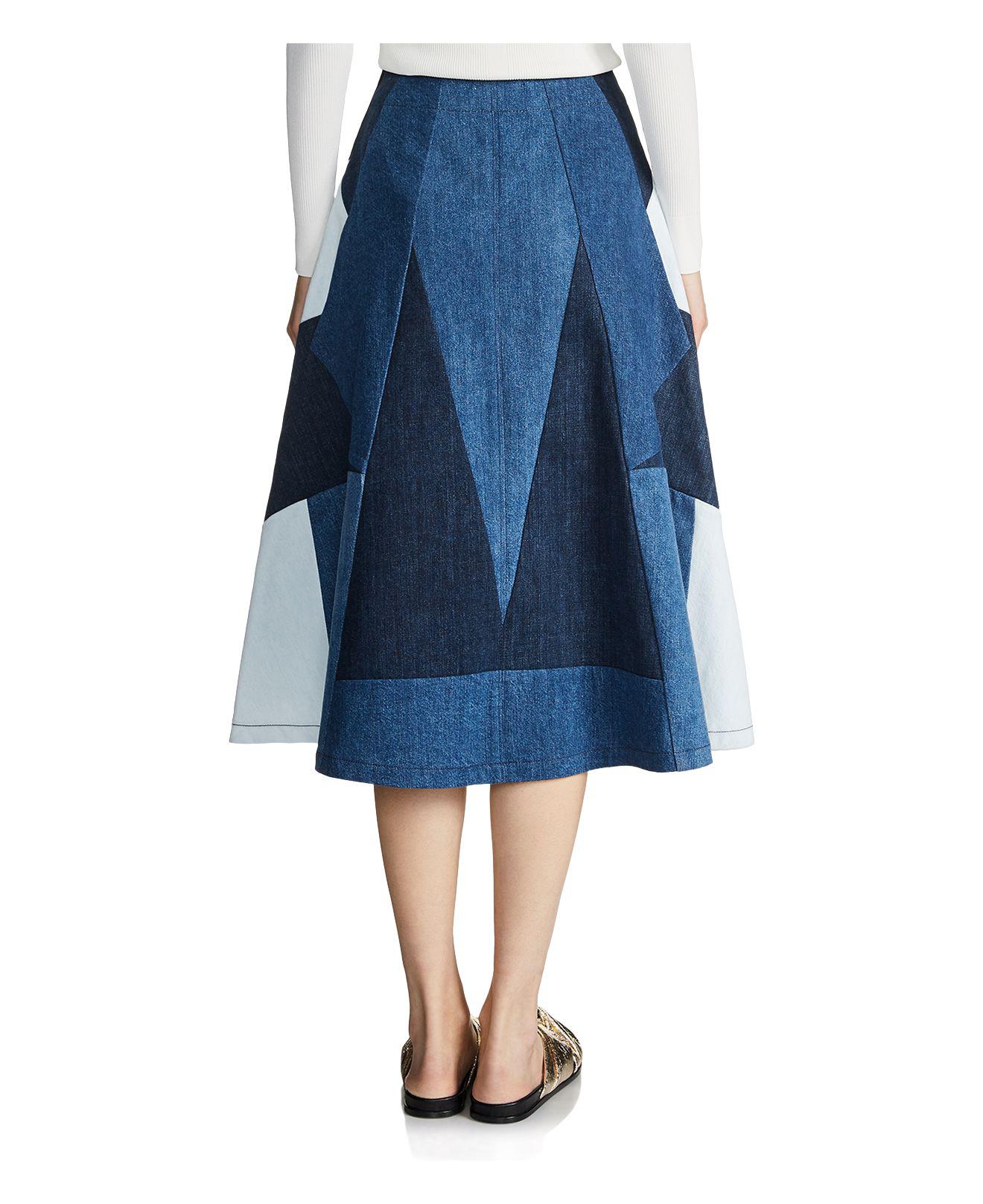 patchwork denim skirt