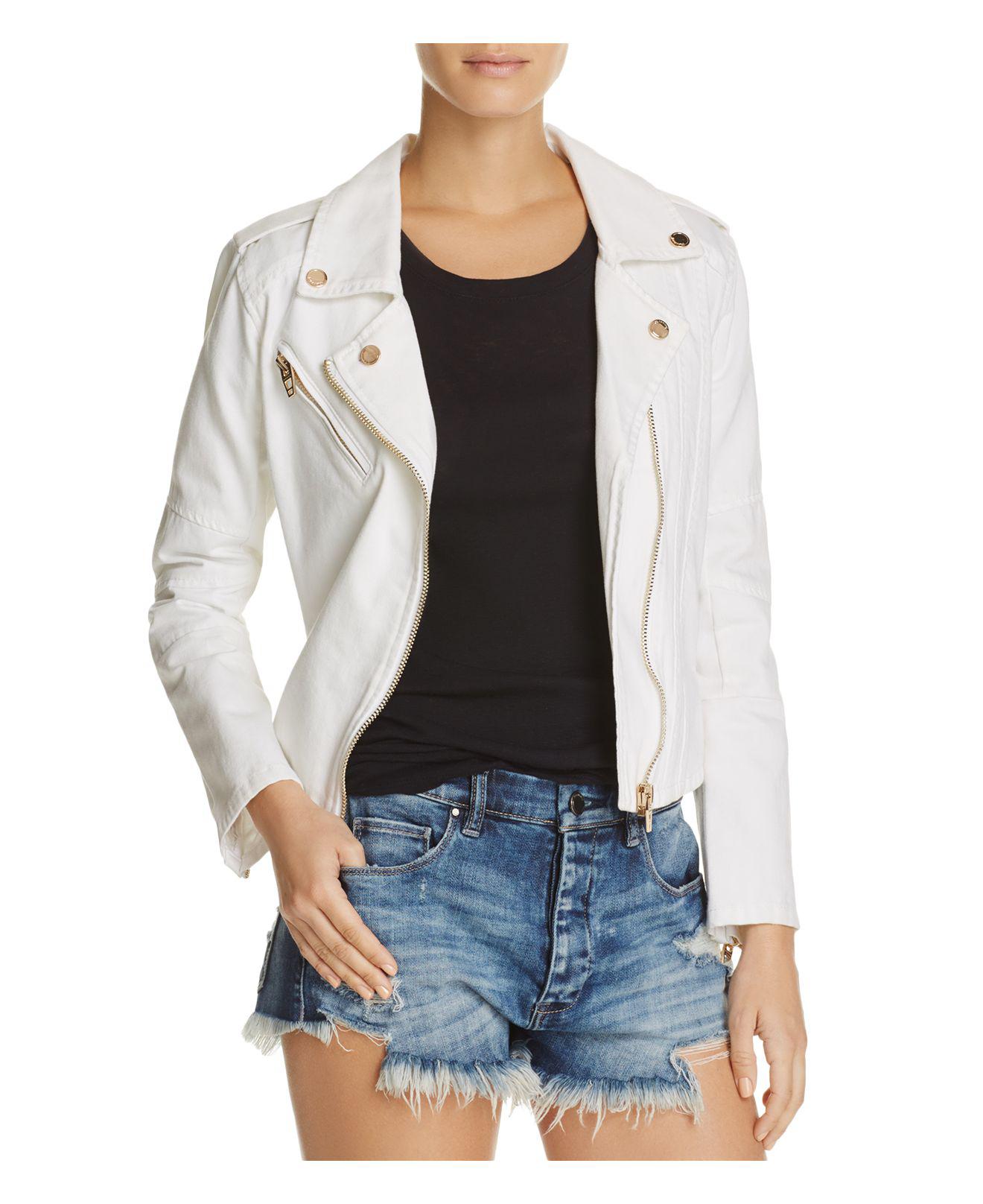 white denim moto jacket