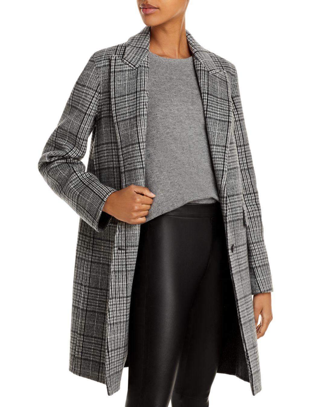 Theory Wool Plaid Coat in Gray - Lyst