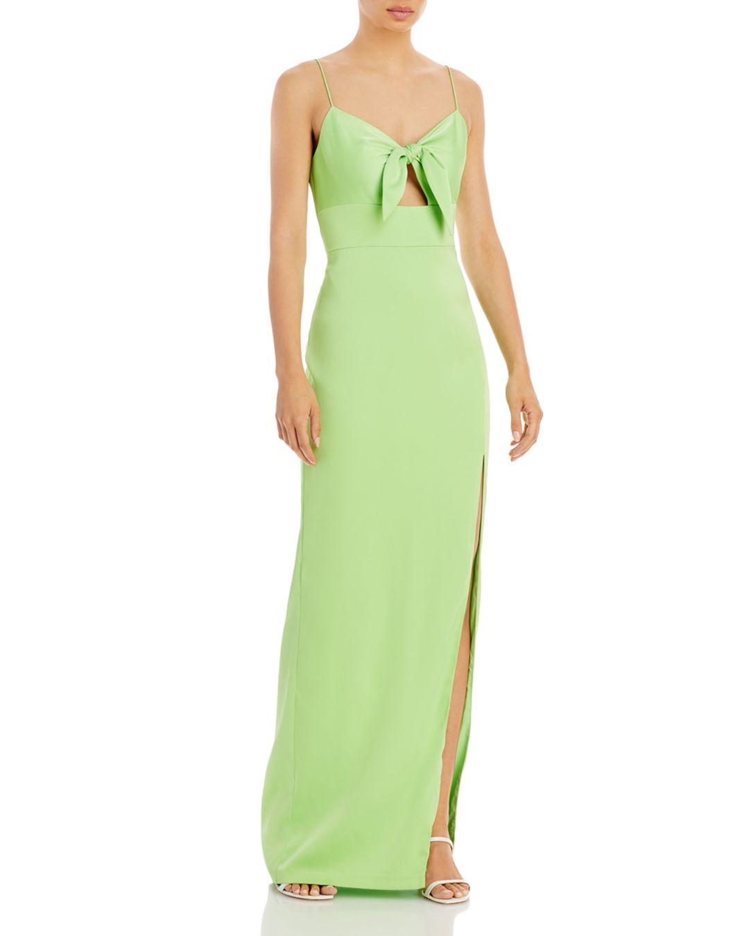 Aidan By Aidan Mattox Synthetic Tie Front Bodice Column Gown in Lime Green