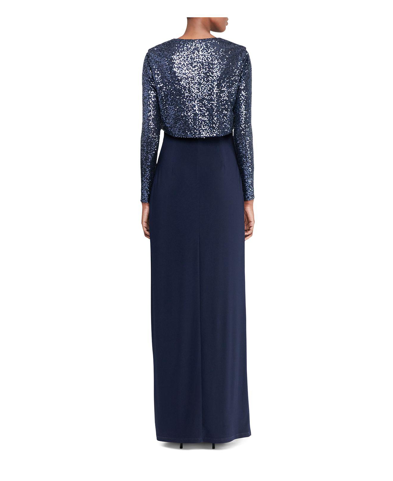 Ralph Lauren Lauren Sequin-bolero Gown in Blue | Lyst