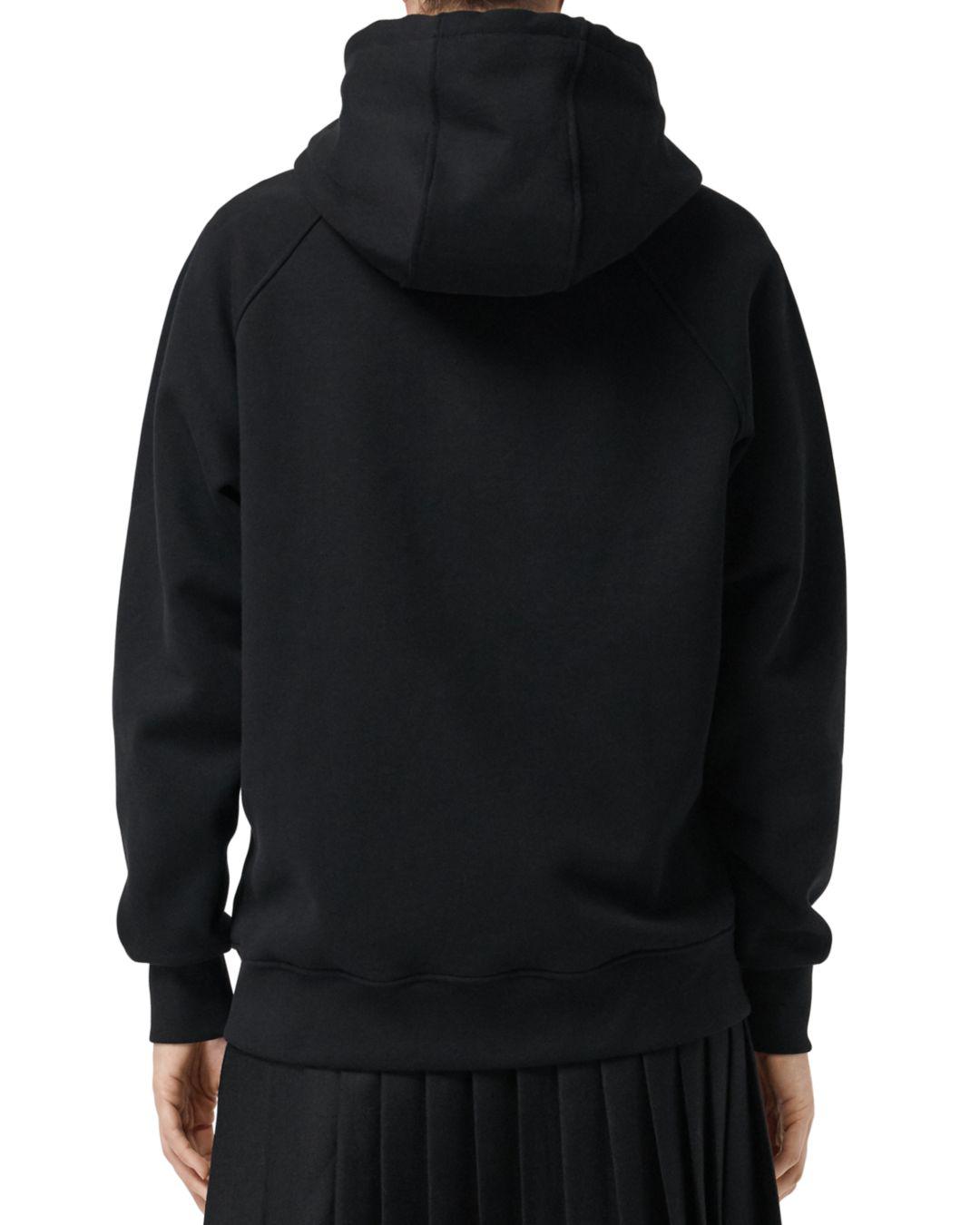 Burberry Cotton Logo Hooded Zip Sweatshirt in Nero (Black) | Lyst