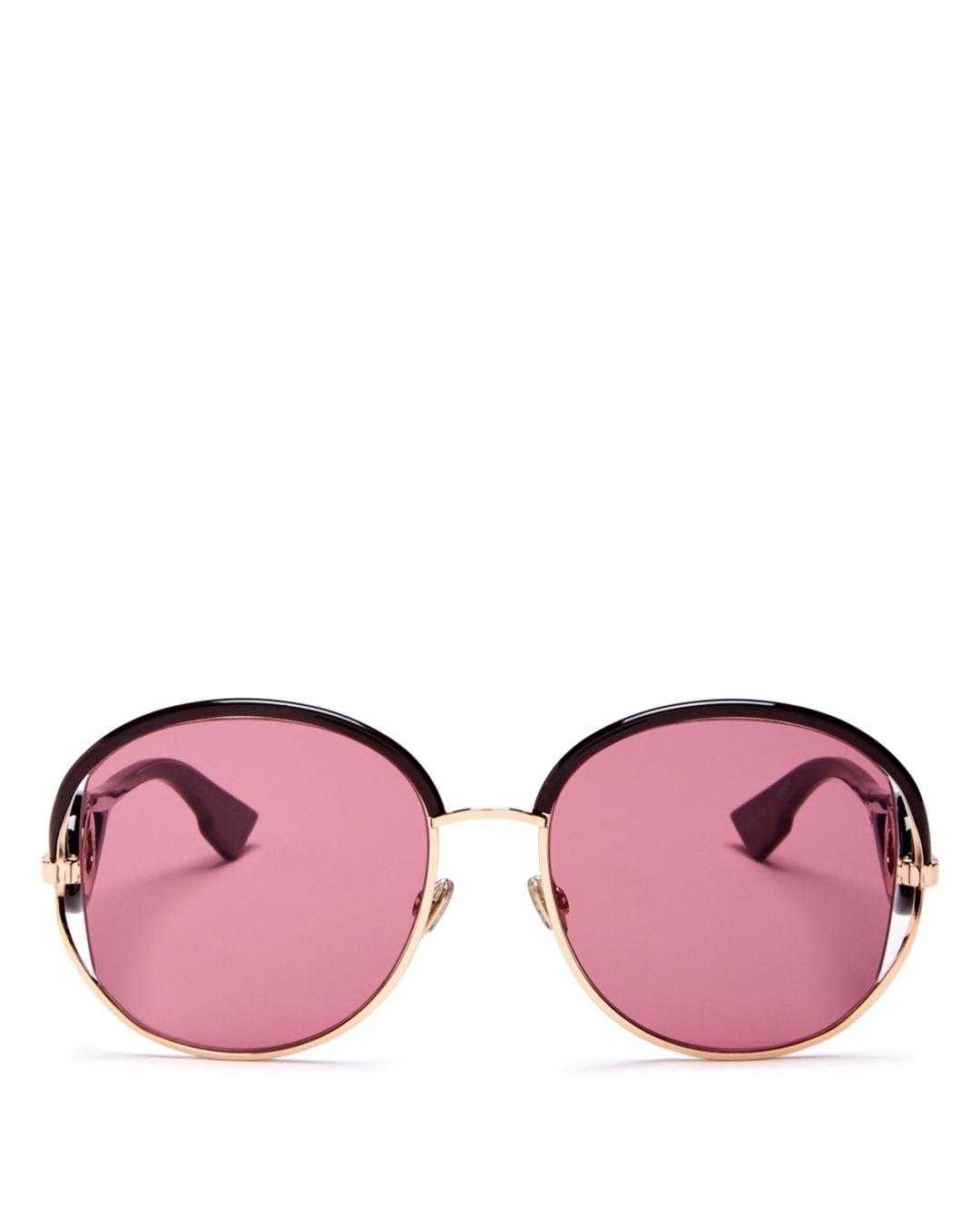 Dior Women's New Volute Round Sunglasses in Gold Violet/Pink (Pink