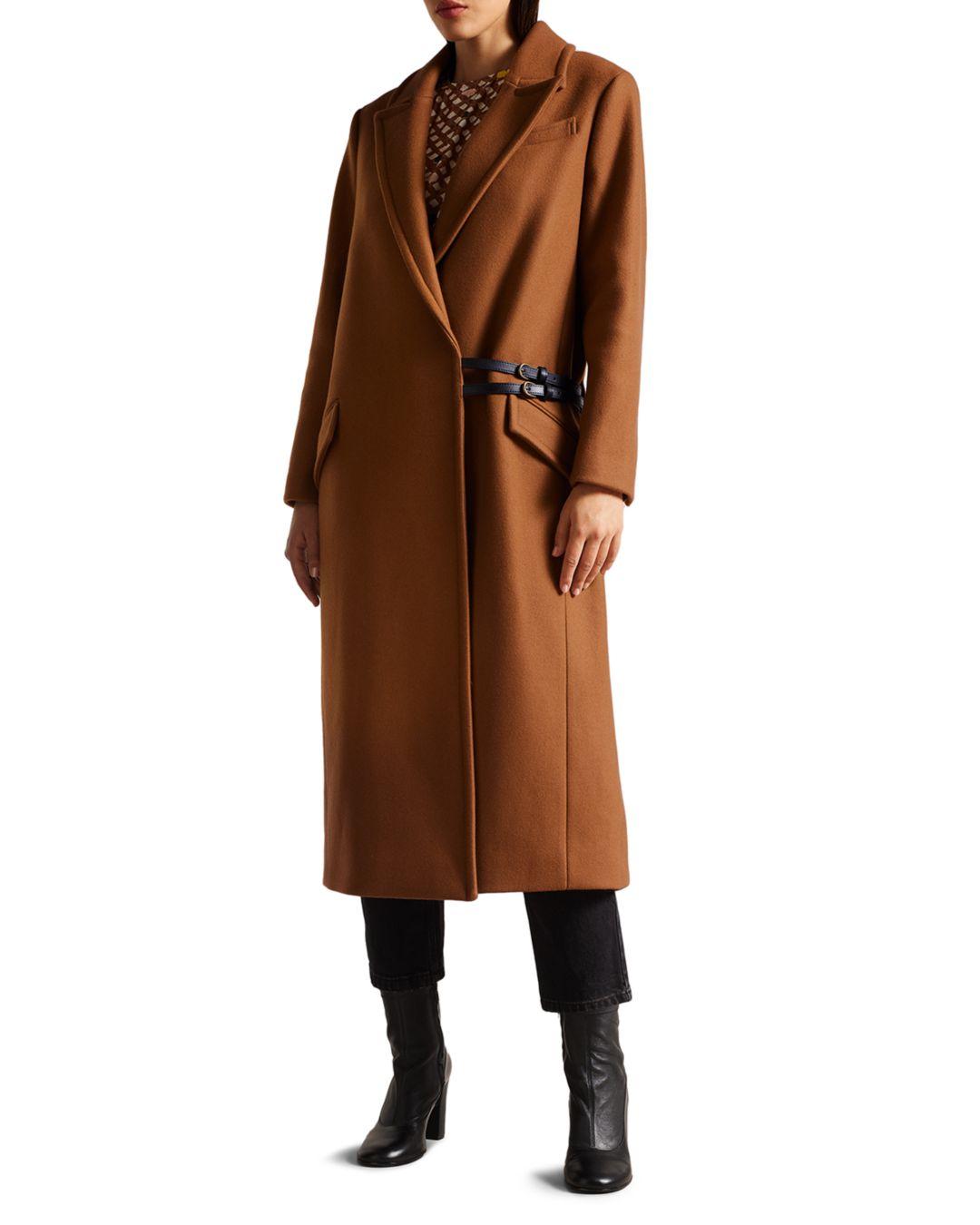 Ted Baker Frejia Crombie Coat in Brown Lyst