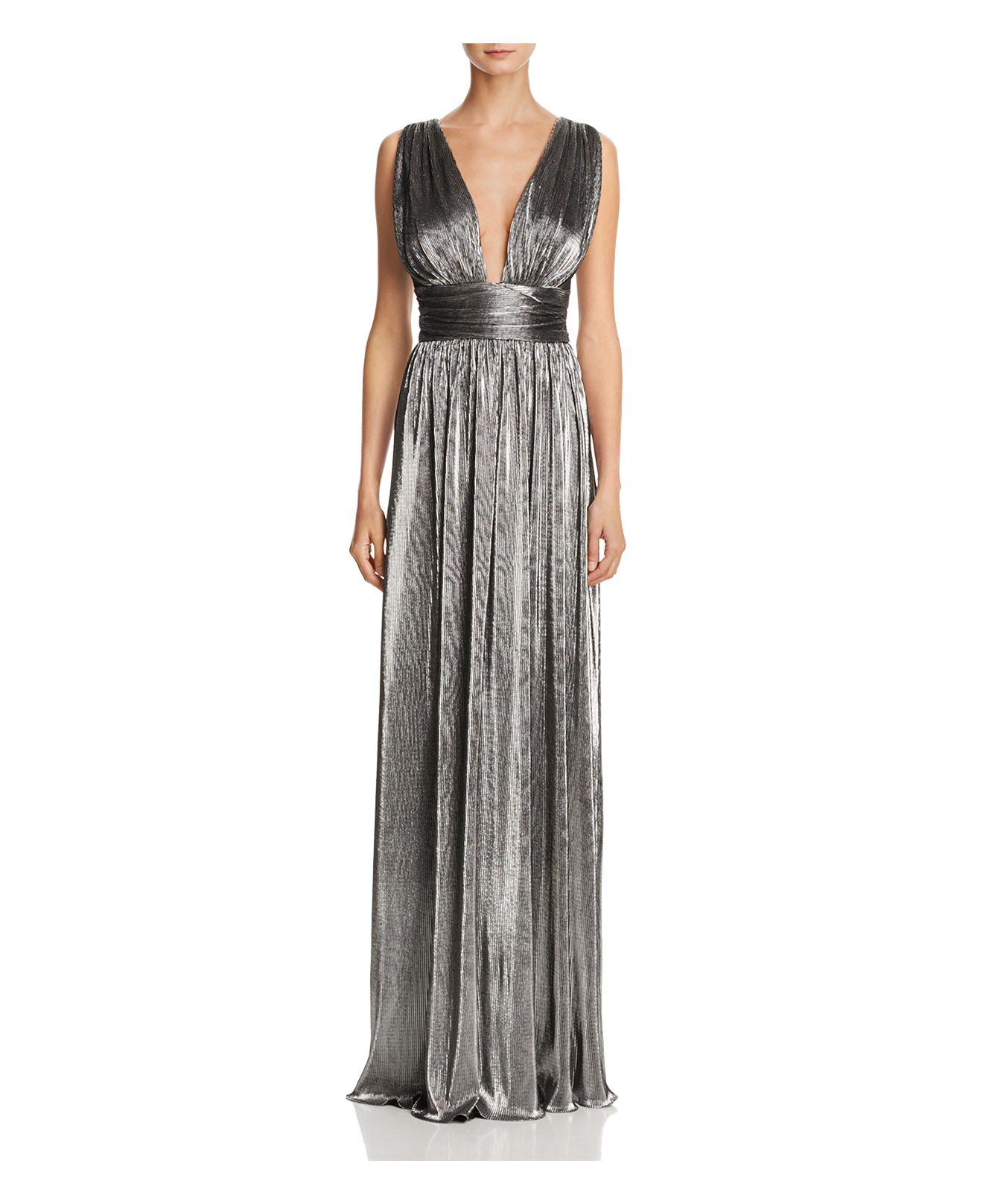Laundry by Shelli Segal Deep Vneck Metallic Gown Lyst