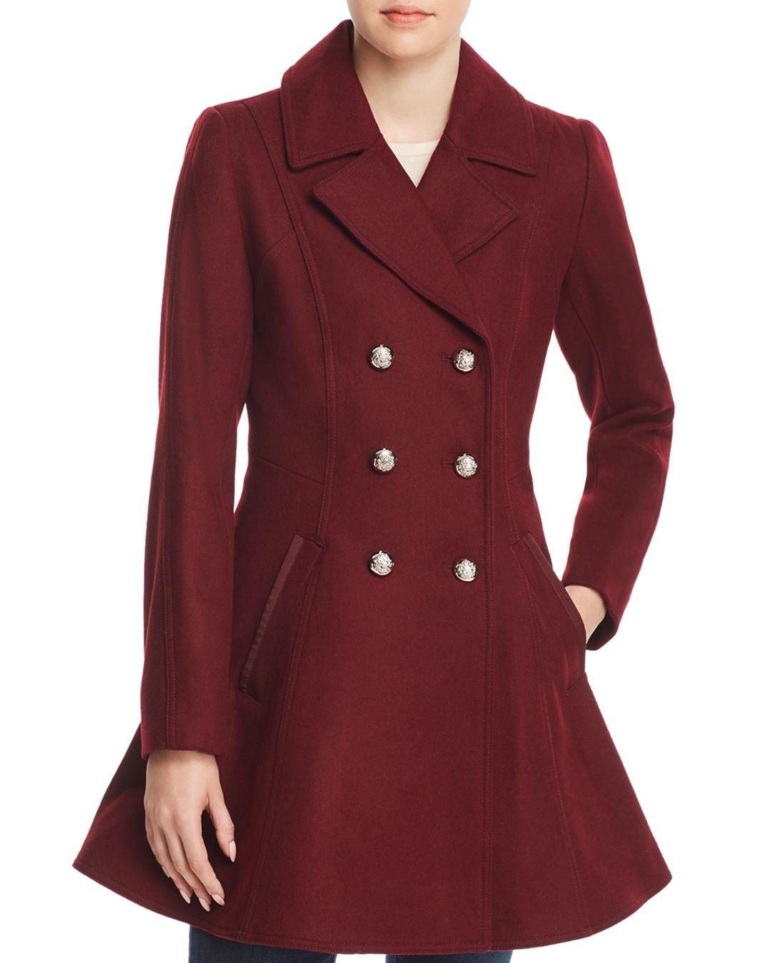 Laundry by Shelli Segal Wool Doublebreasted Skirted Peacoat in Red
