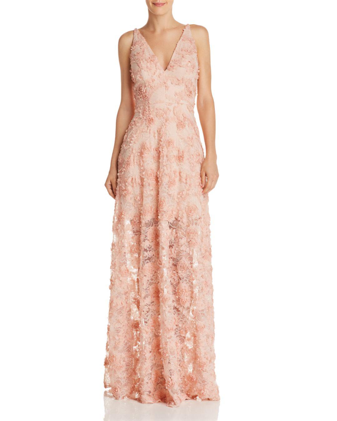Betsy & Adam Floral Appliqué Gown in Pink | Lyst