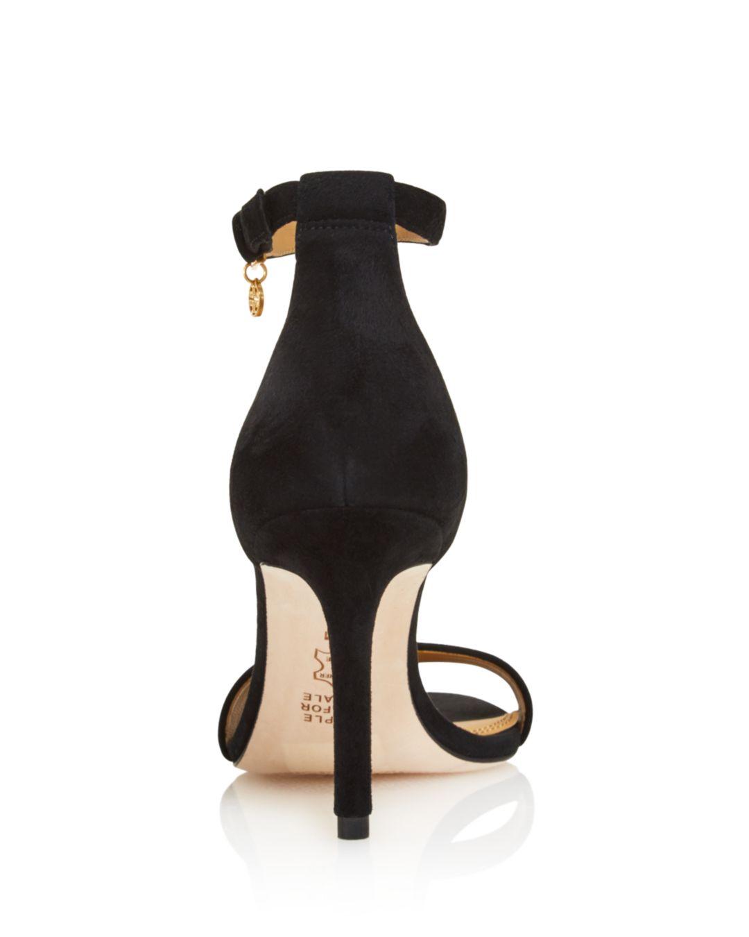 black ankle strap high heel sandals