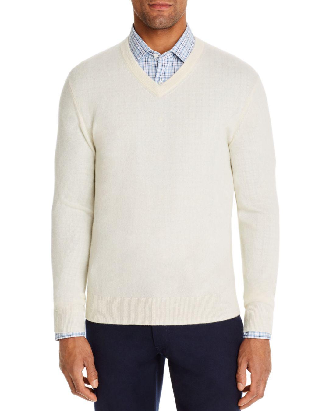 Bloomingdale's Cashmere V - Neck Sweater in Ivory (White) for Men - Lyst