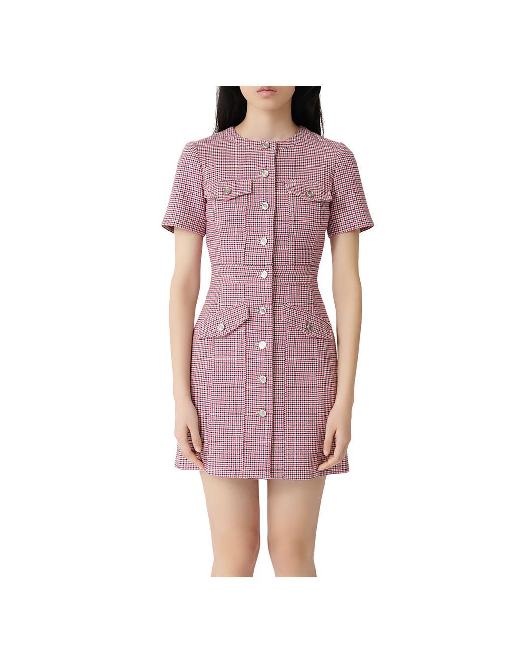 Maje Cotton Rida Dress in Fuchsia 