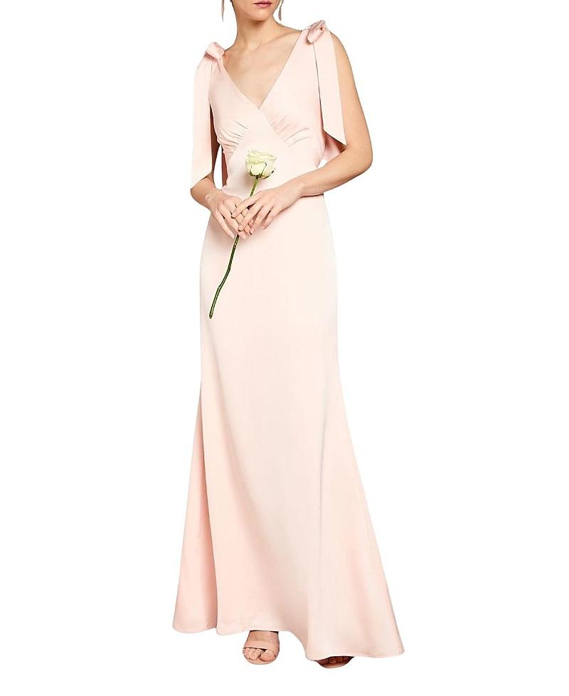 dark dusty pink bridesmaid dresses BABARONI Papaya Orange Satin Dress colourway-manhattan Sandro short sleeve dress size:US 8 / UK 12 / EU 38 Spaghetti Straps Embellishment
