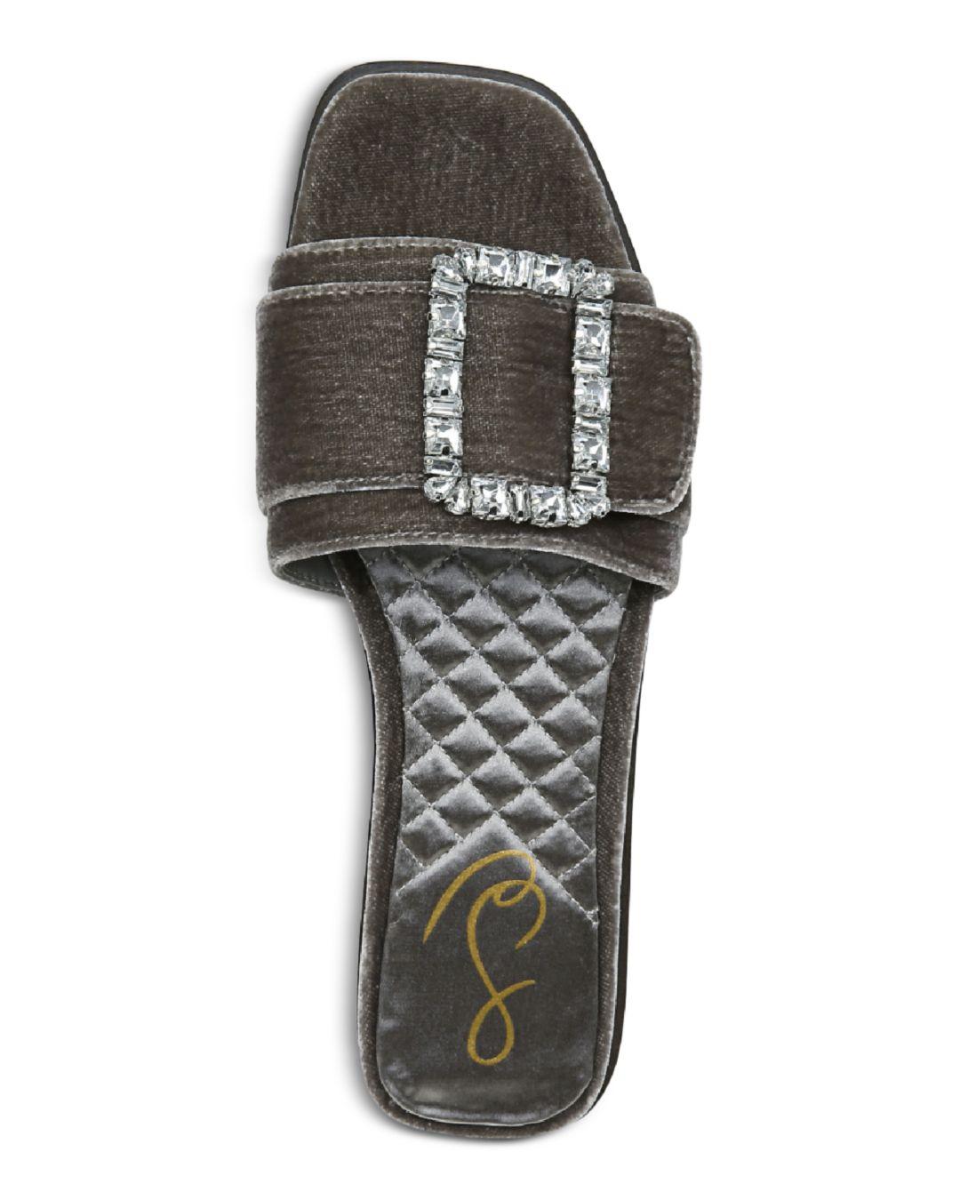 Sam Edelman Inez Buckle Slide Sandals in Gray | Lyst