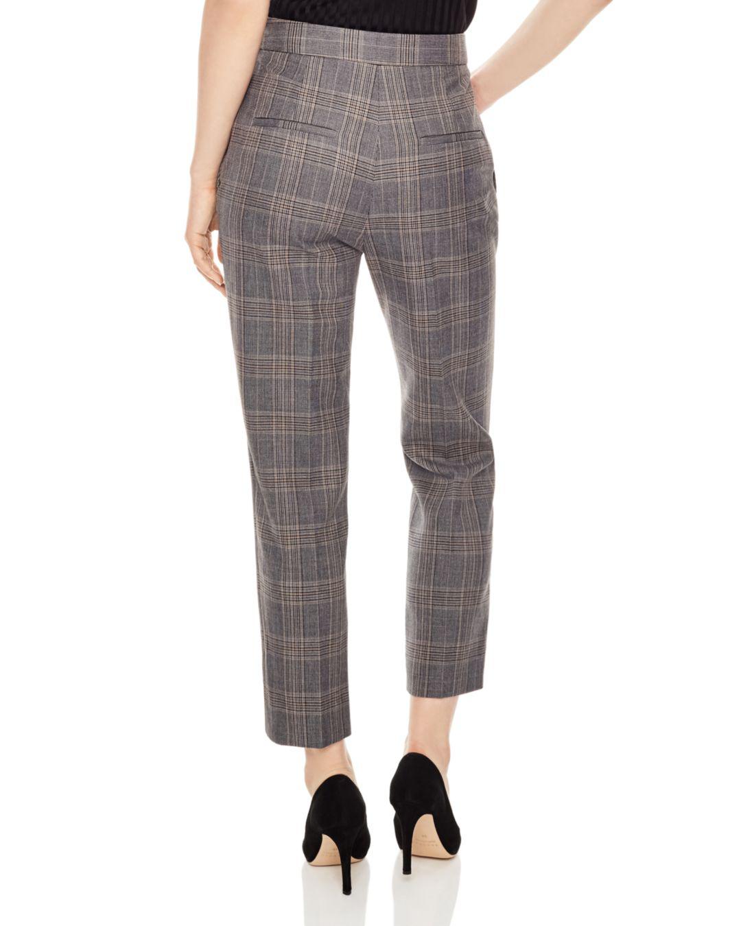 Sandro Binic Plaid Button-detail Pants in Gray | Lyst