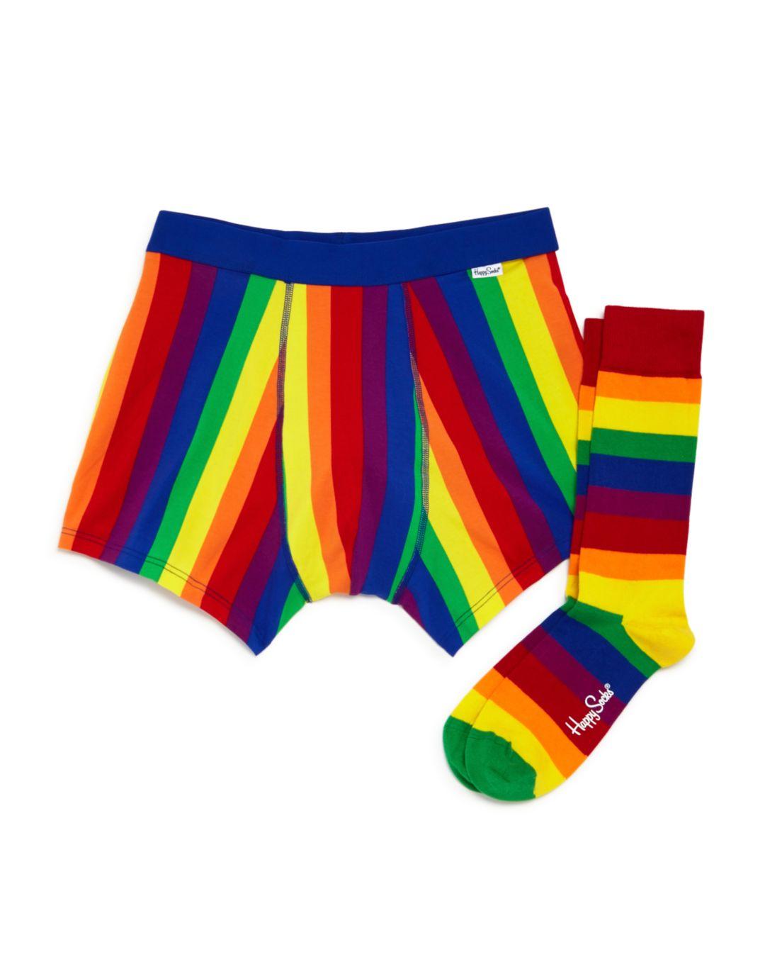 Happy Socks Pride Rainbow Striped Socks & Boxer Briefs Gift Box for Men -  Lyst