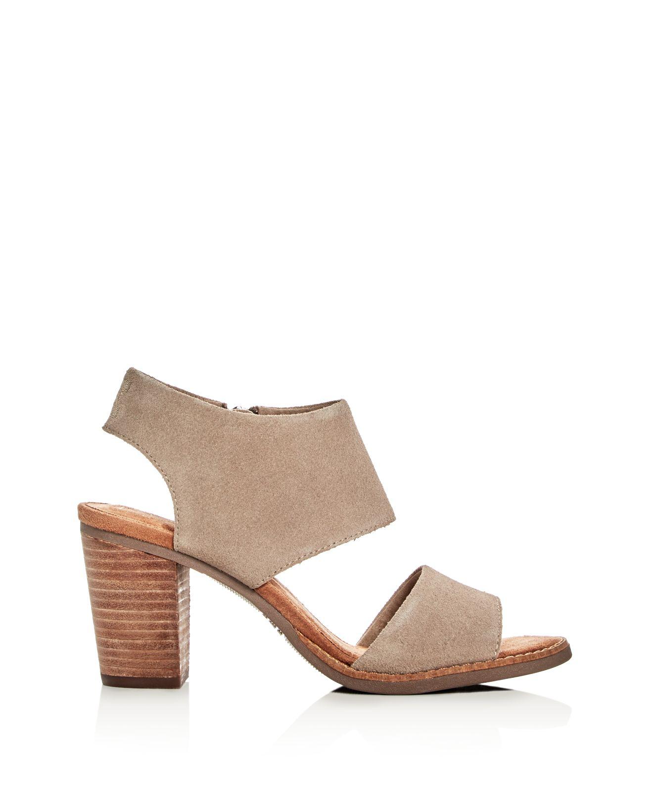 TOMS Women's Majorca Suede Cut Out Block Heel Sandals in Natural - Lyst