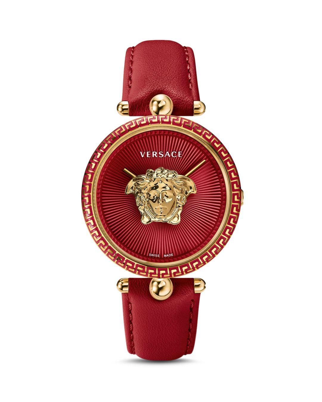Versace Leather Collection Palazzo Empire Watch in Red/ Gold (Red) - Lyst