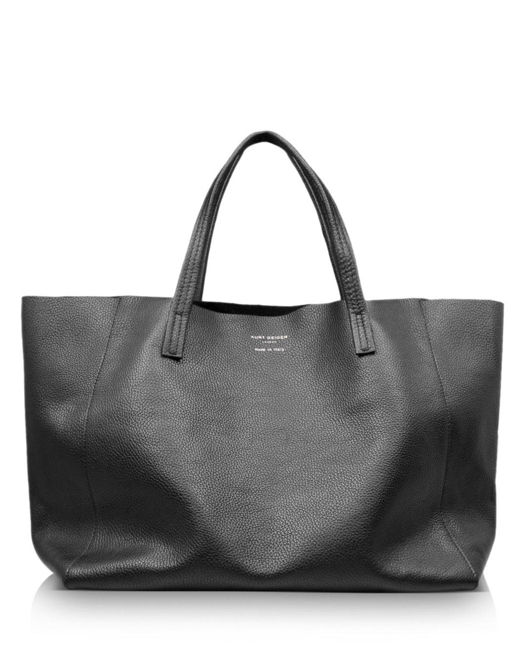 Kurt Geiger Violet Extra Large Horizontal Leather Tote in Black - Lyst