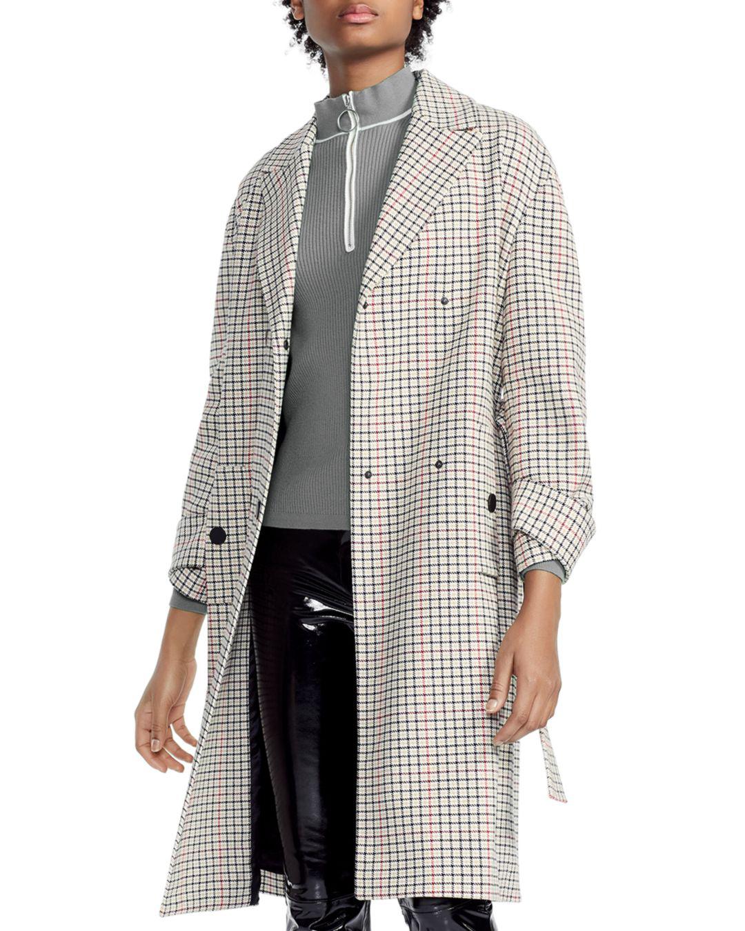 maje checked coat