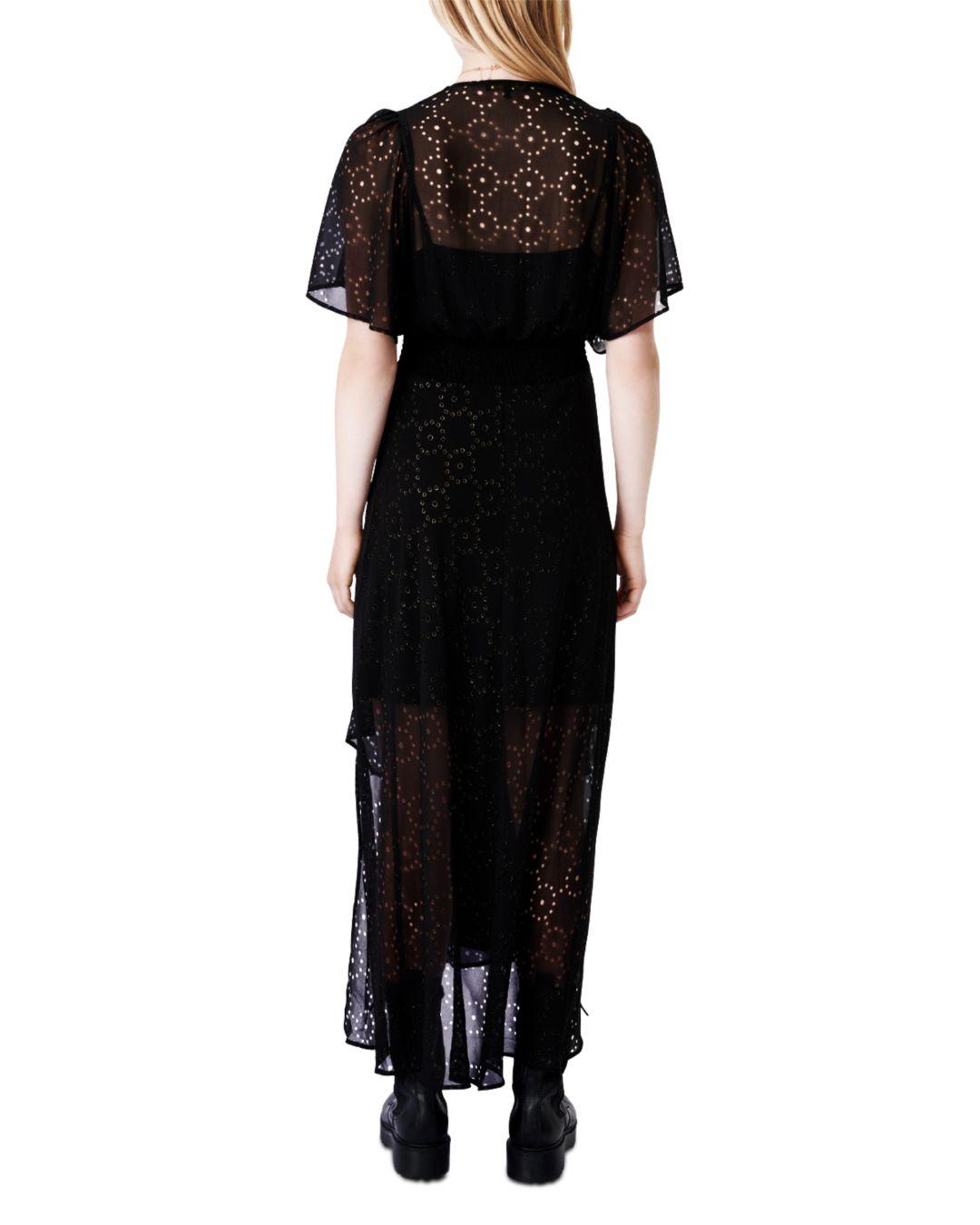Maje Synthetic Rachellim Eyelet Maxi Dress in Black - Lyst