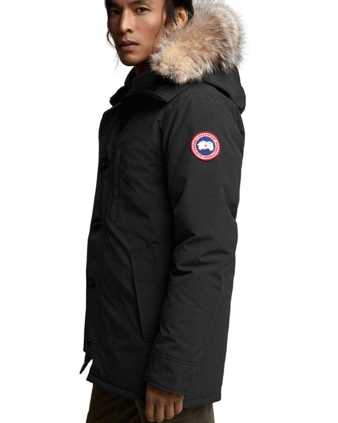 goose fur hood black