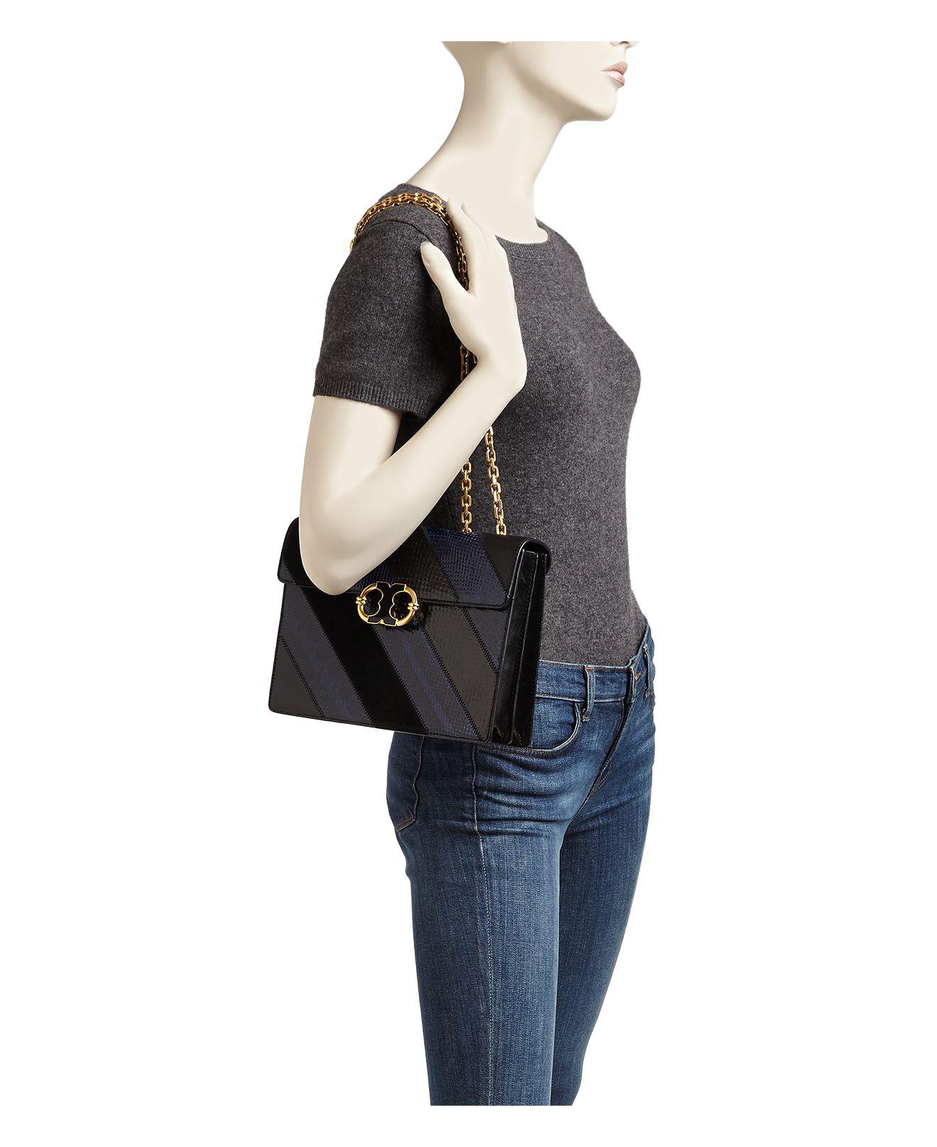 gemini link embossed medium shoulder bag