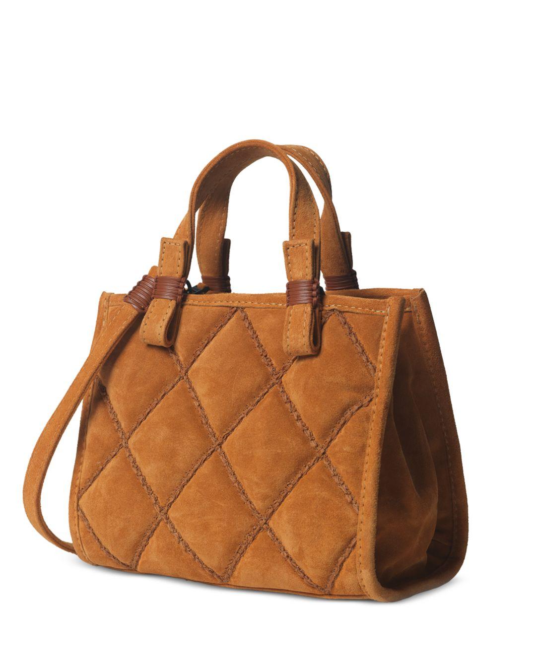 Callista Mini Quilted Suede Tote in Brown | Lyst
