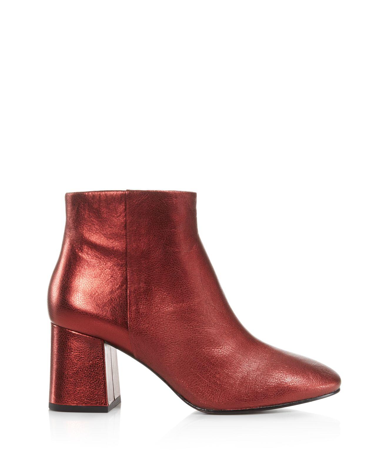 red metallic booties