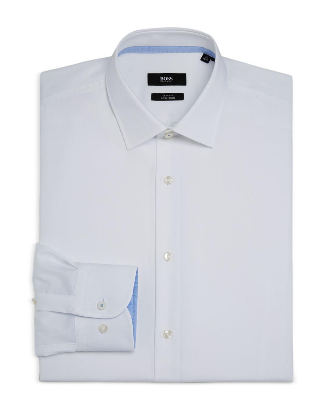 BOSS by HUGO BOSS Jesse Cotton Solid Slim Fit Dress Shirt in White for Men  | Lyst
