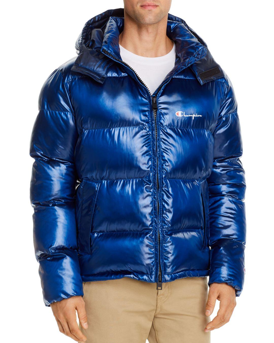 Champion Synthetic Hooded Puffer Jacket in Blue for Men - Save 30% - Lyst