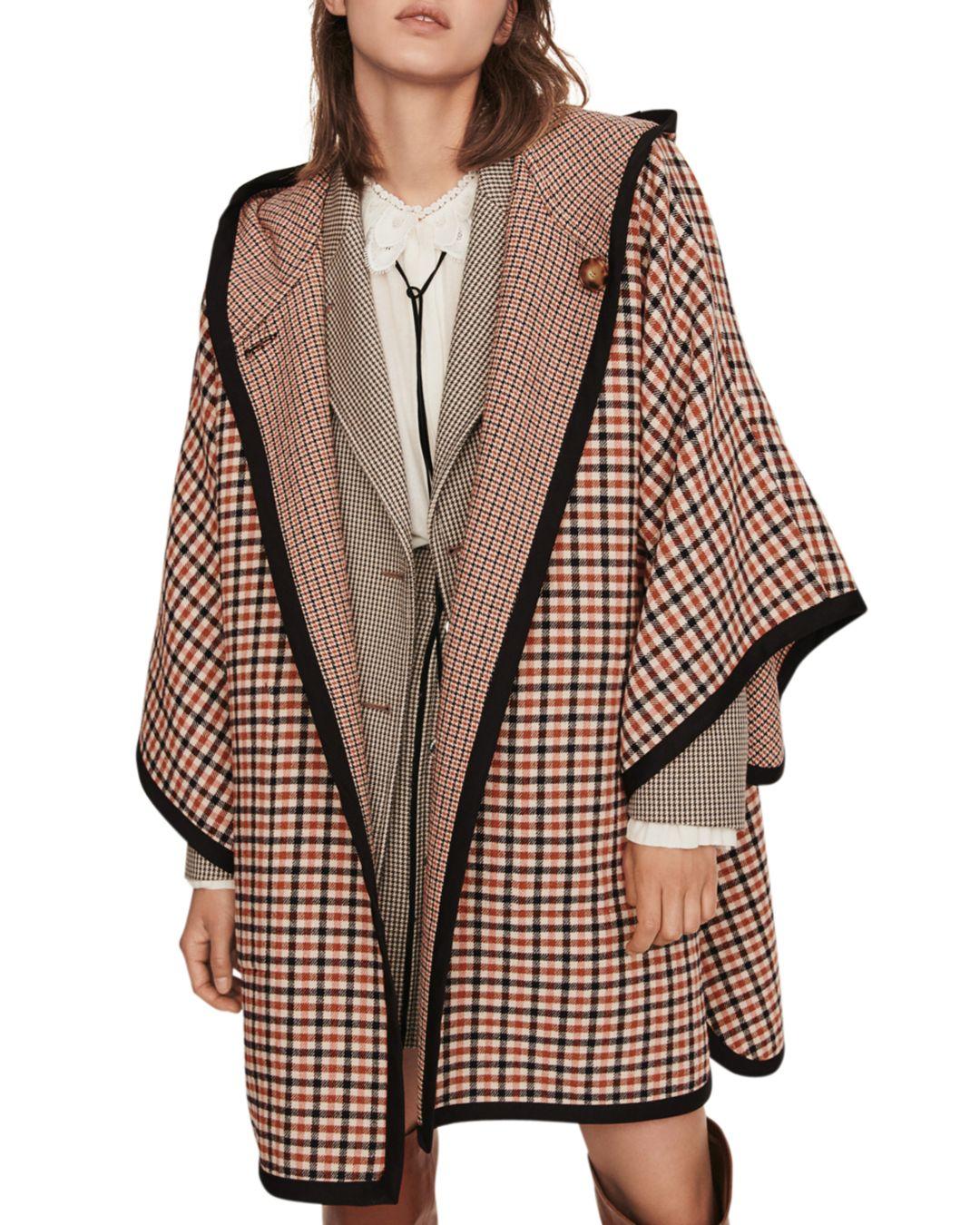 Maje Reversible Checked Cape | Lyst