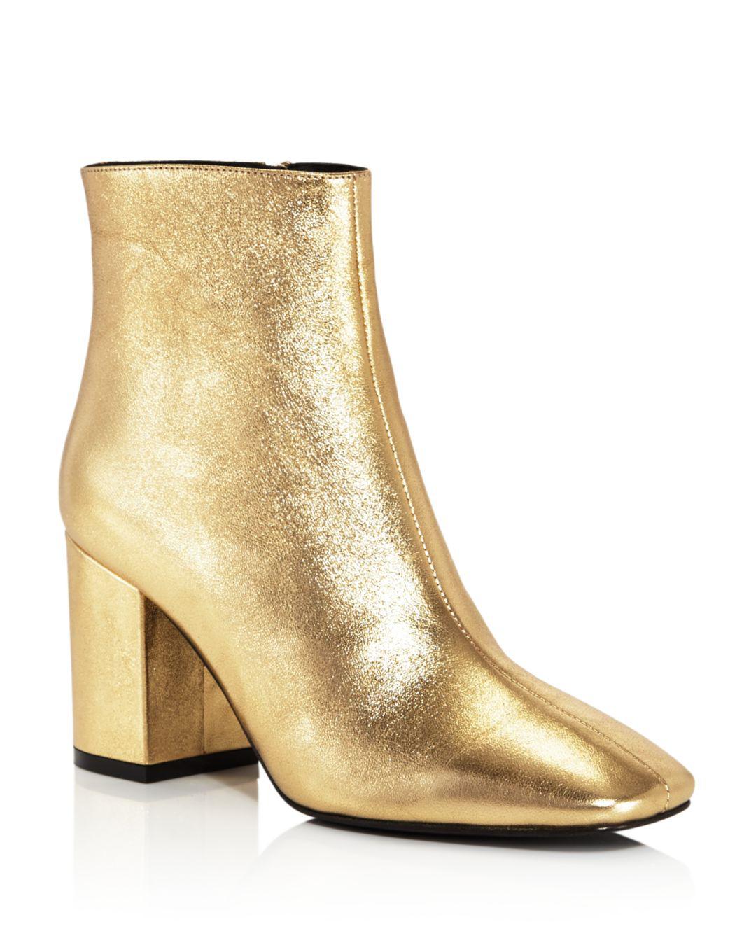 gold booties heels