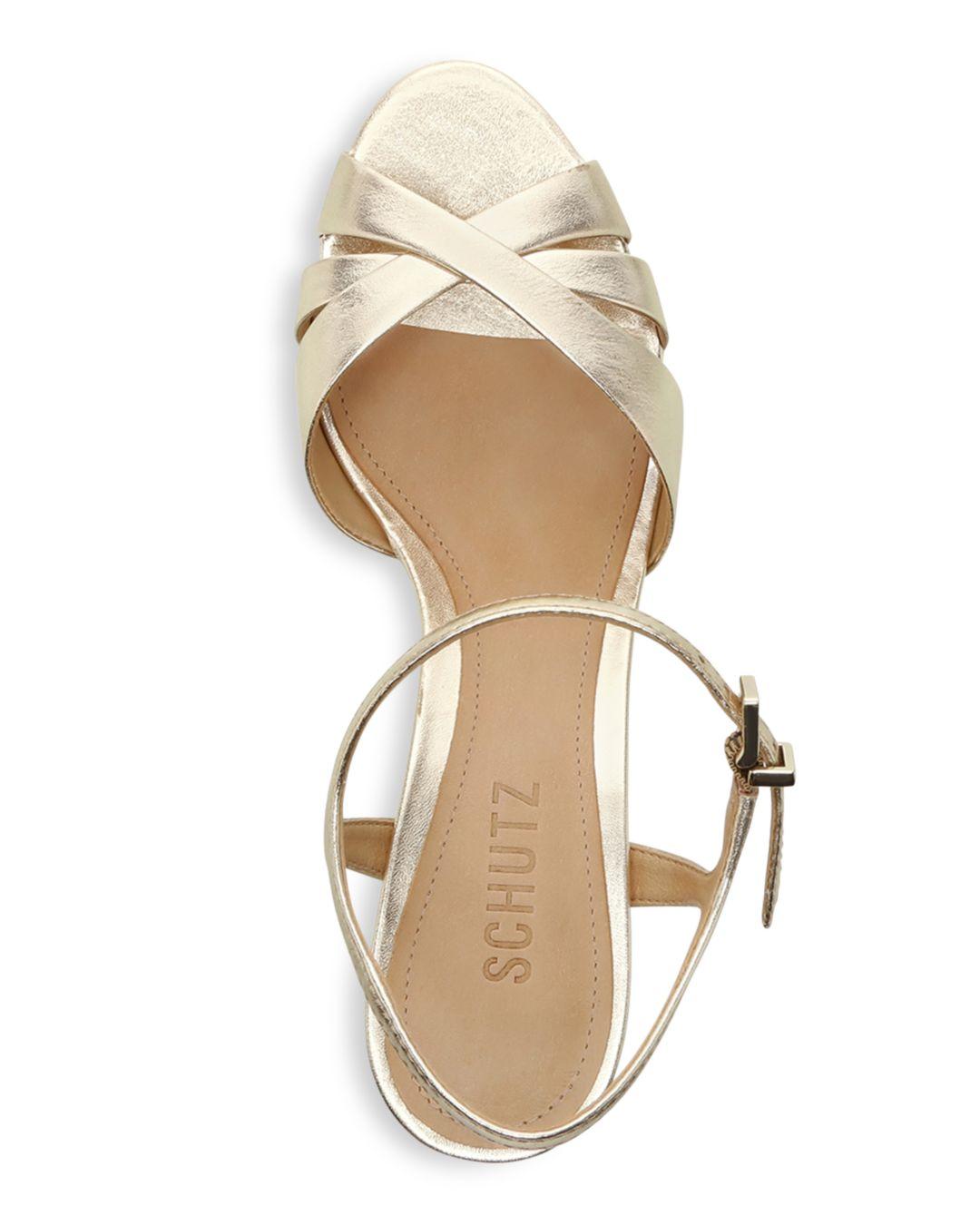 Schutz Women's Keefa High - Heel Platform Sandals in Metallic - Lyst