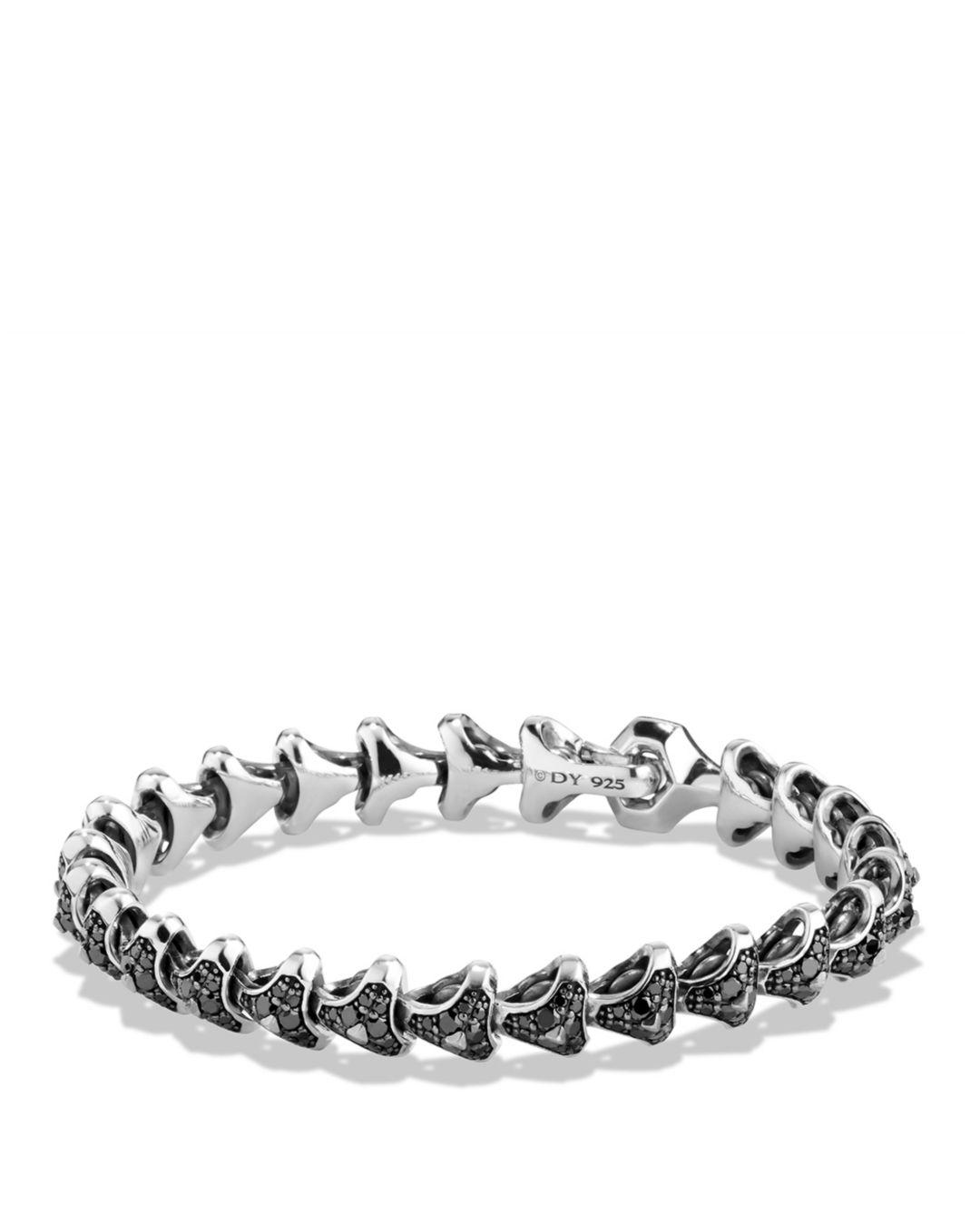 Lyst David Yurman Armory Single Row Link Bracelet With Black Diamonds