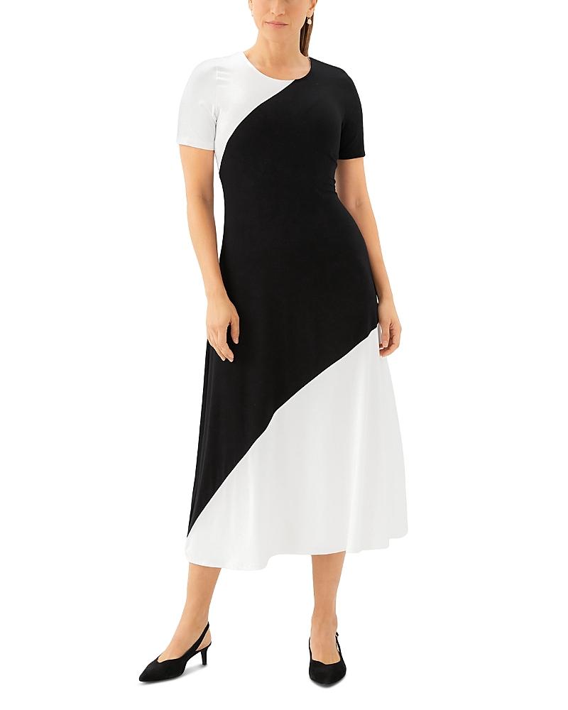Karen Kane Short Sleeve Contrast Midi Dress in Black | Lyst