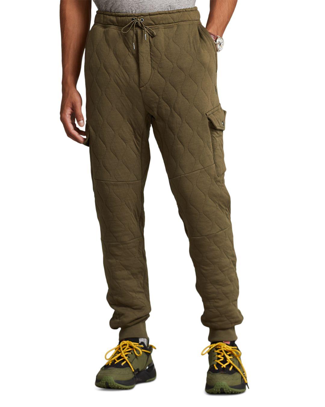Polo Ralph Lauren Luxury Jersey Quilted Cargo Jogger Pants in Green for