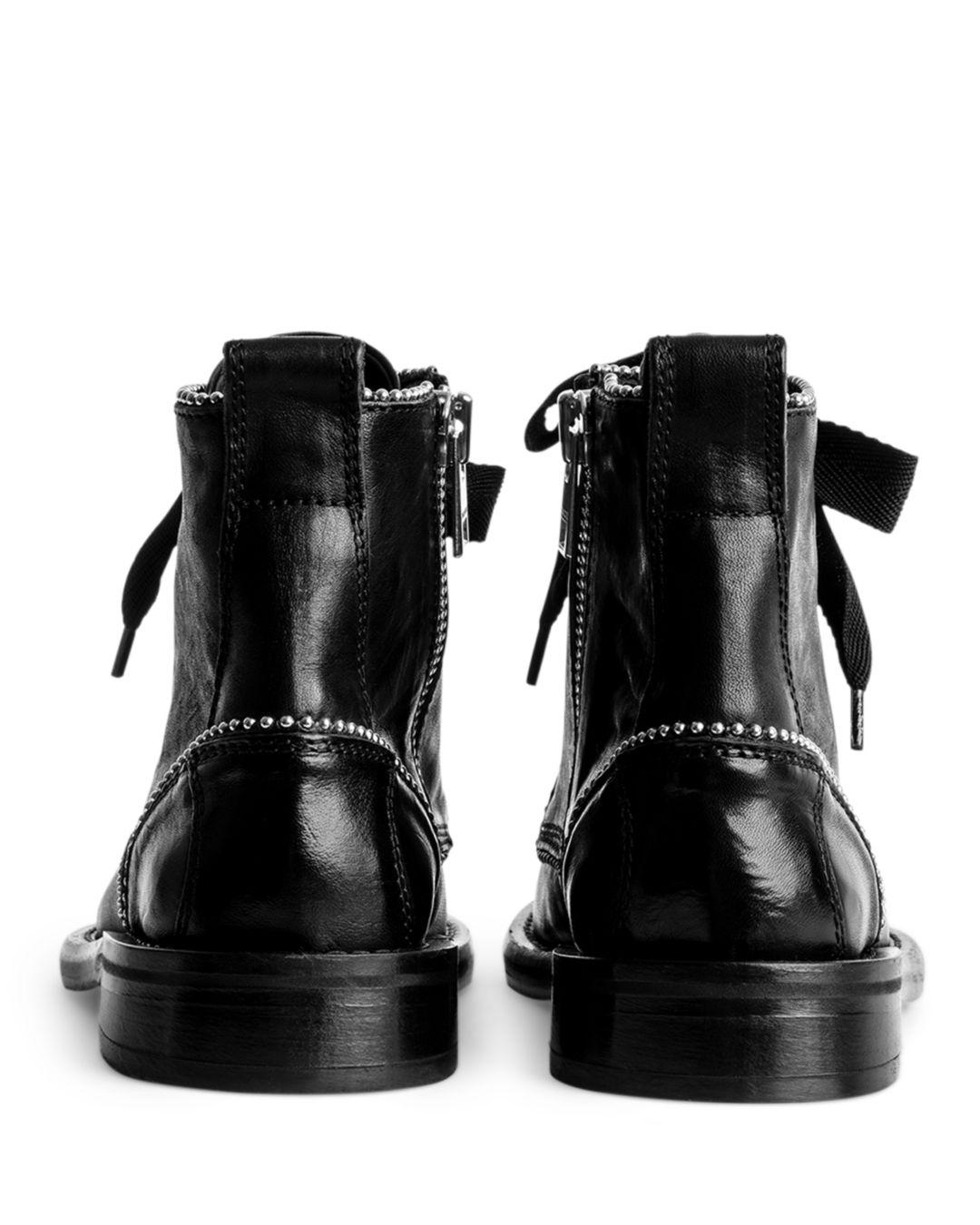Zadig & Voltaire Women's Laureen Roma Stud Piping Leather Ankle Boots ...