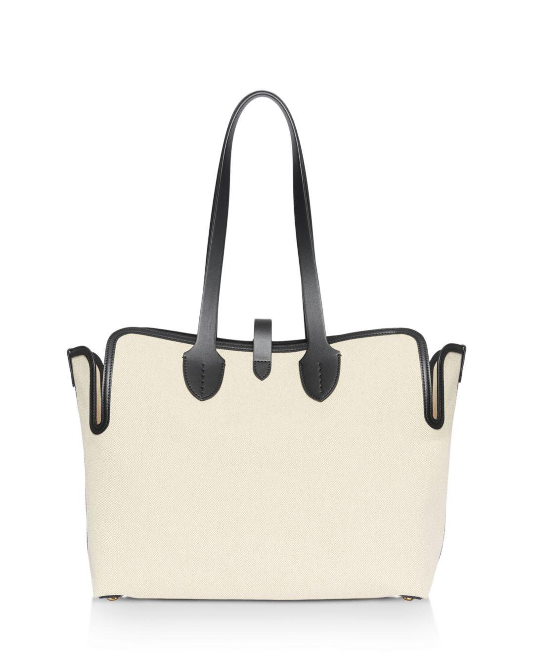 Burberry Medium Soft Canvas Leather Belt Tote in Black Lyst