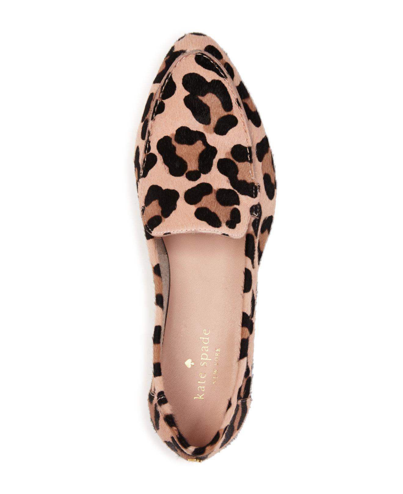 Kate Spade Carima Leopard Print Calf Hair Loafers in Brown | Lyst