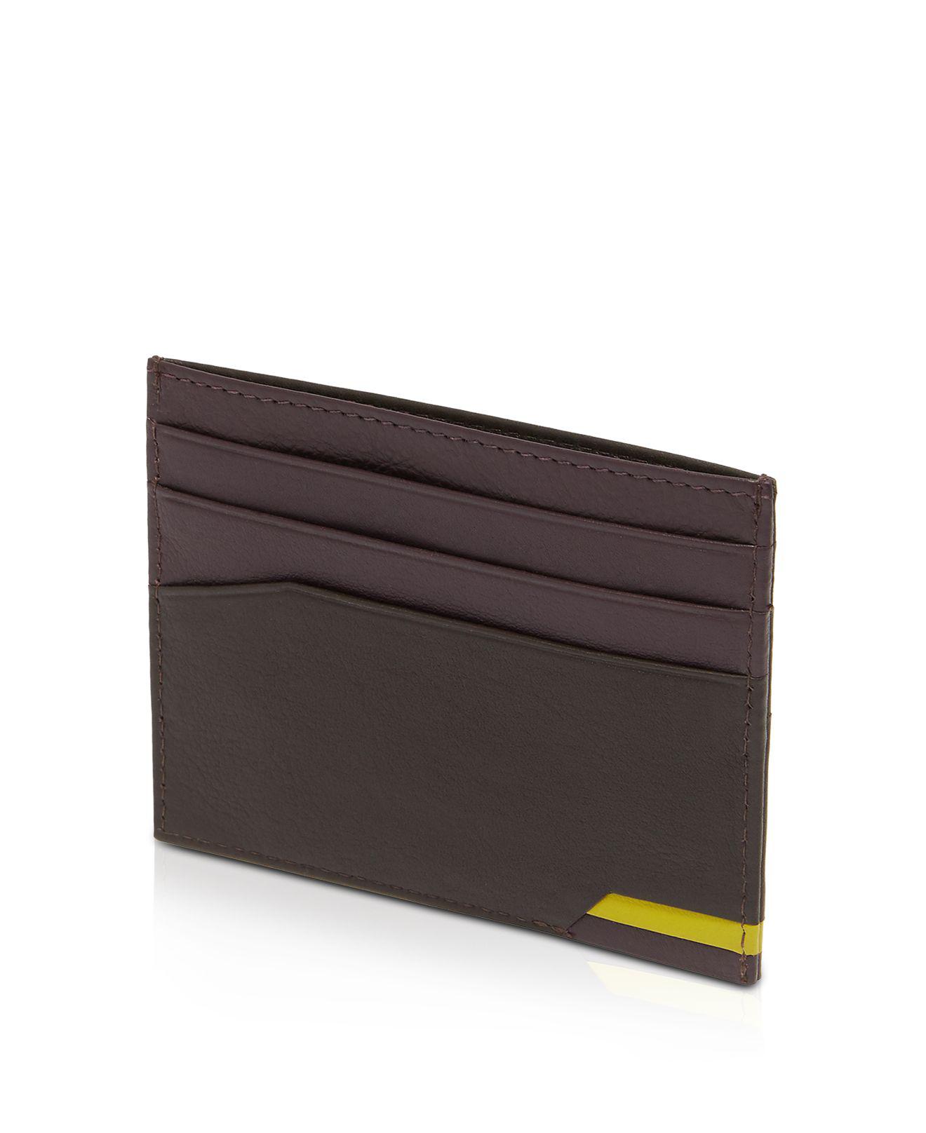 Ted Baker Two Tone Detail Leather Card Holder in Chocolate (Brown) for