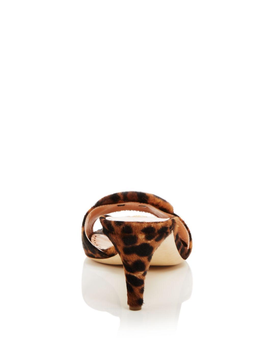 leopard print kitten heel mules