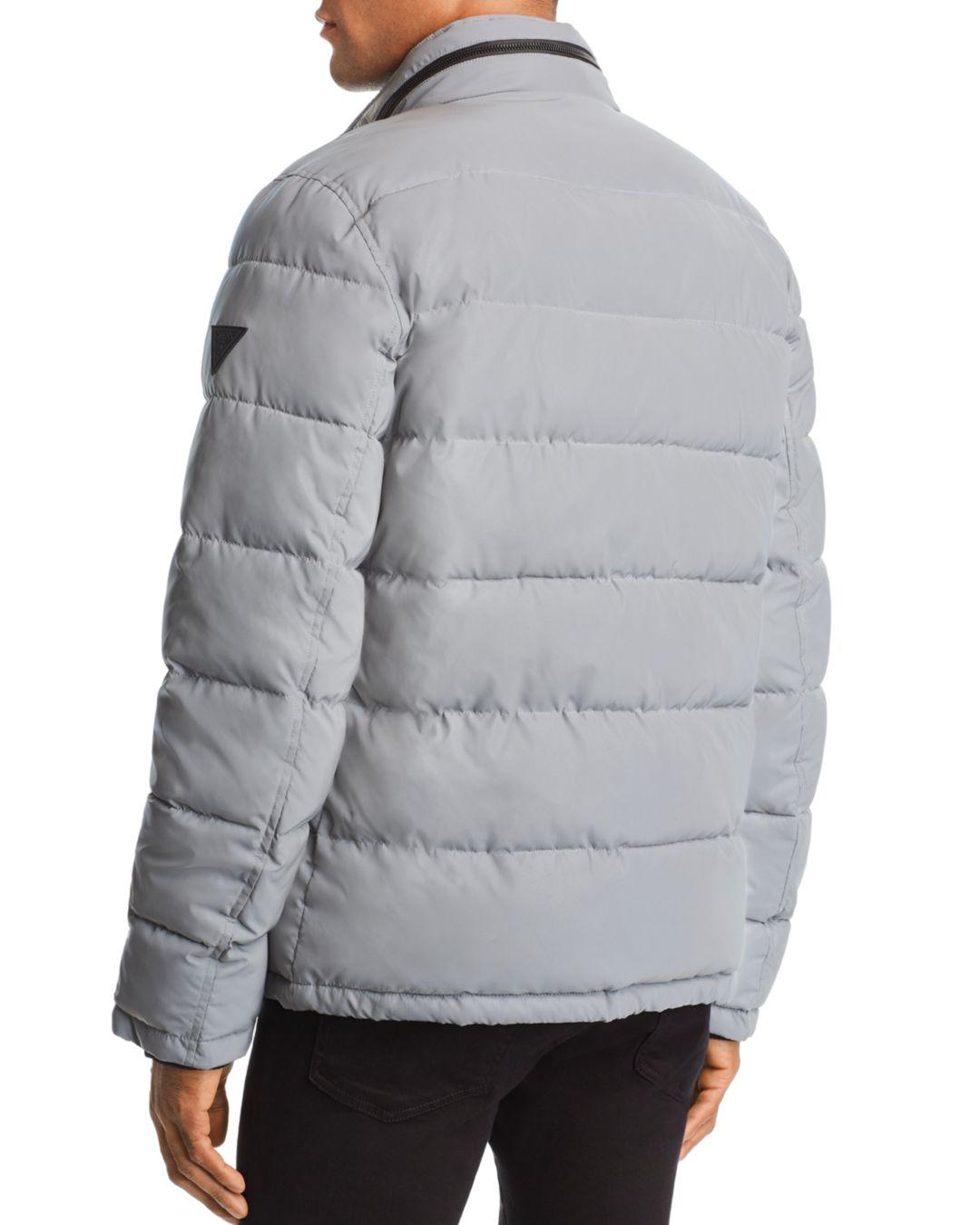 Guess Benjamin Reflective Puffer Jacket in Gray for Men - Lyst