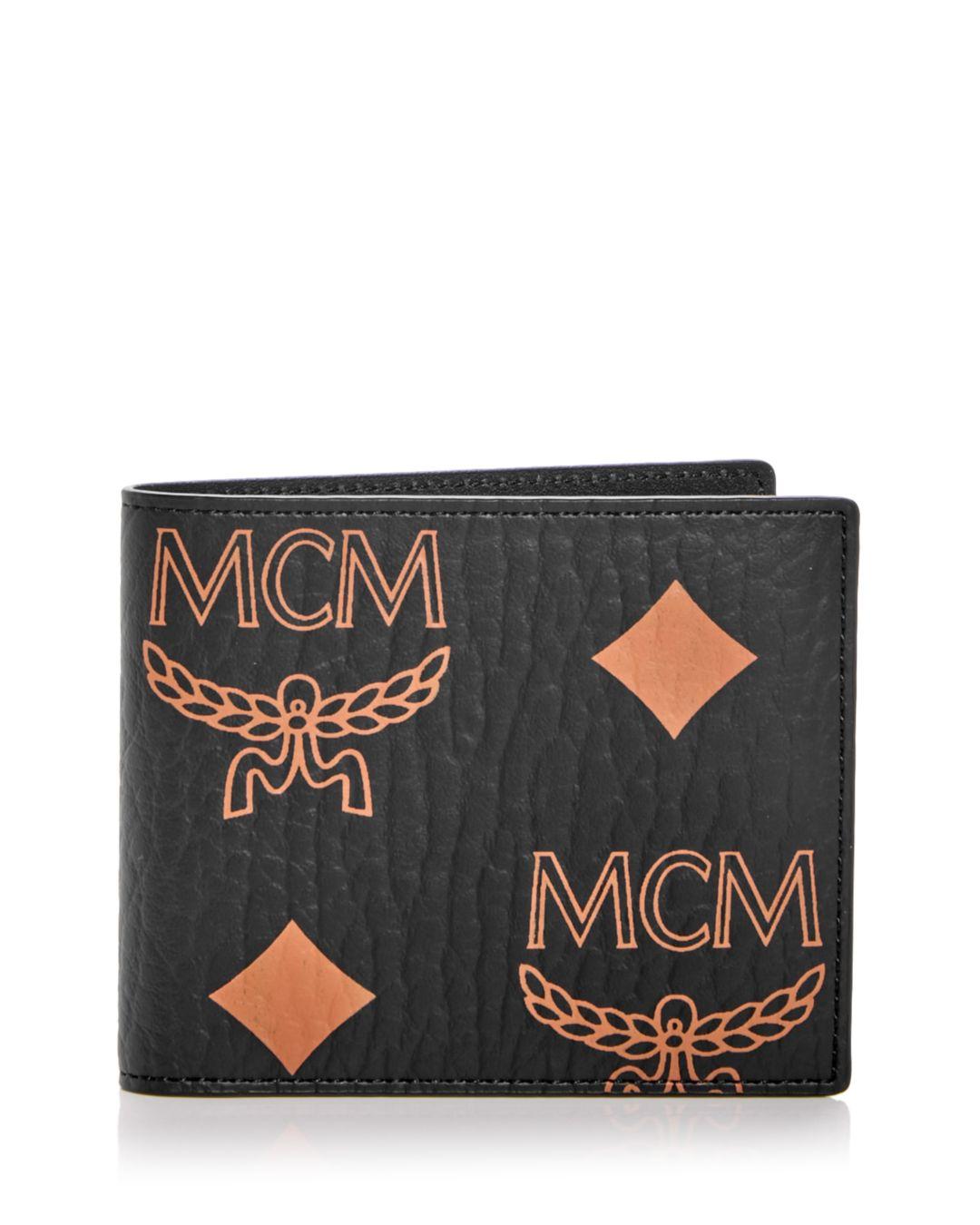 Mcm Checkerboard Monogram Bi-Fold Wallet - Blue