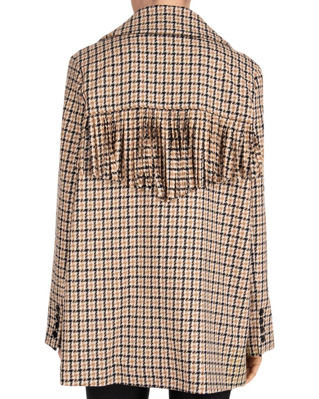marina fringed plaid coat