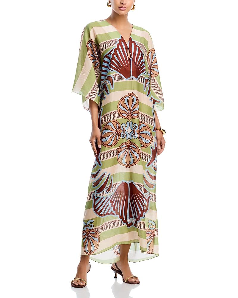 chinese dress ladies Antigua Linen Midi Dress in Green Tropical  Serafina