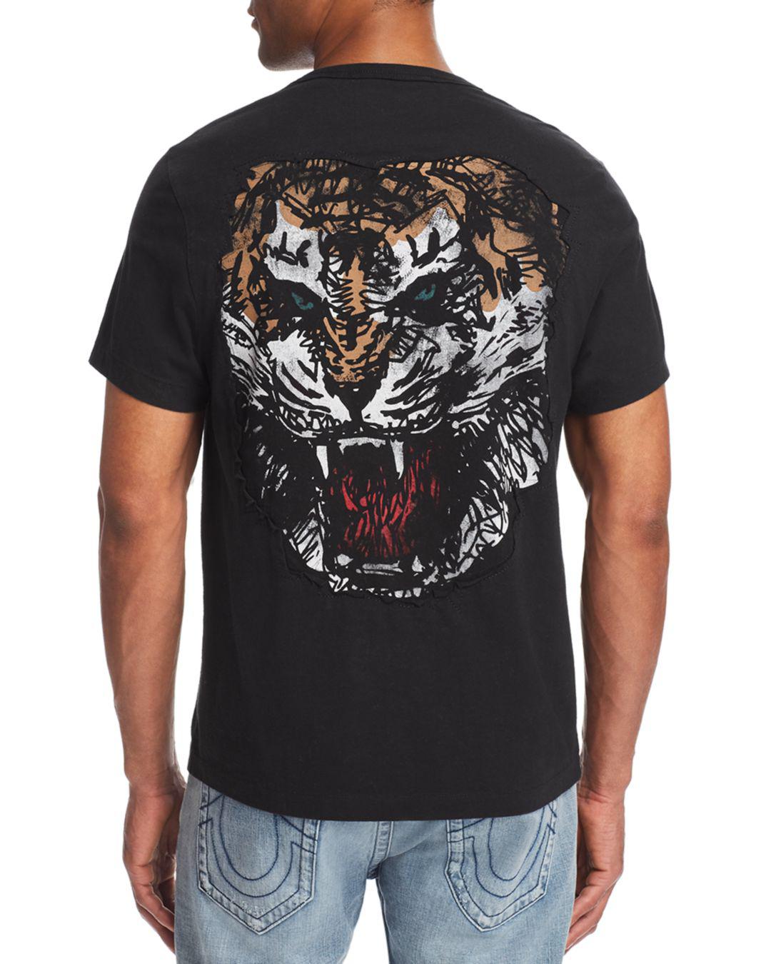 True Religion Washed Tiger Tee in Black 