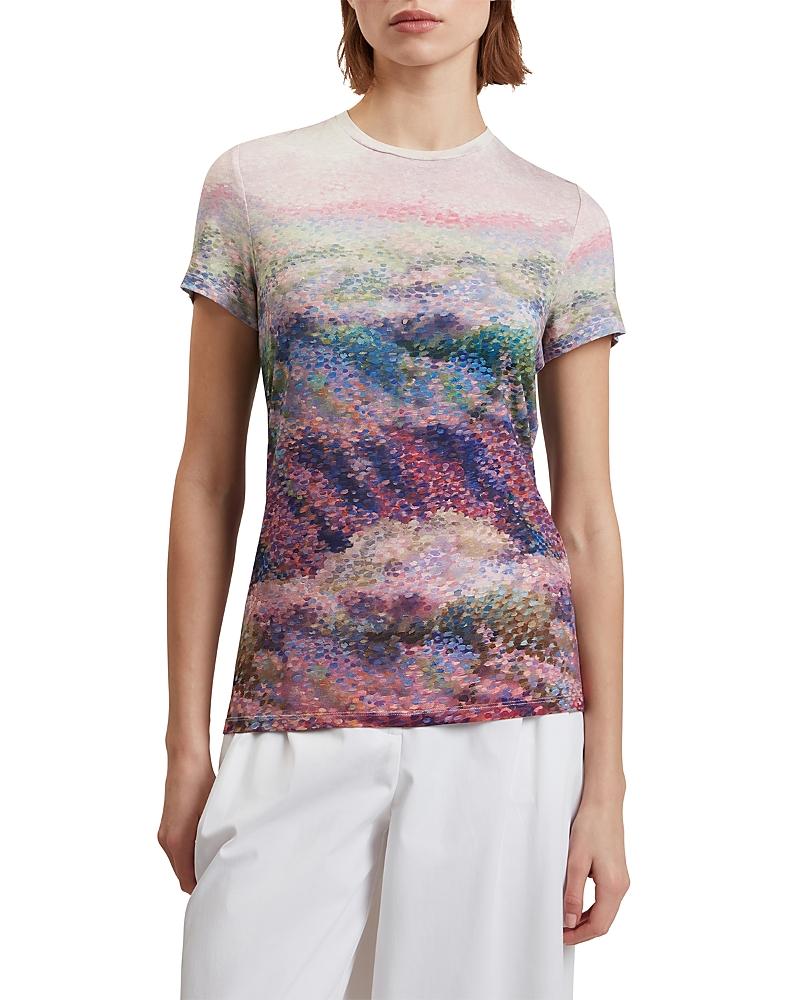 Ted Baker Kaytte Printed Fitted Tee in White | Lyst
